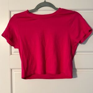 Fashion Nova Hot Pink Cropped Fitted T-Shirt